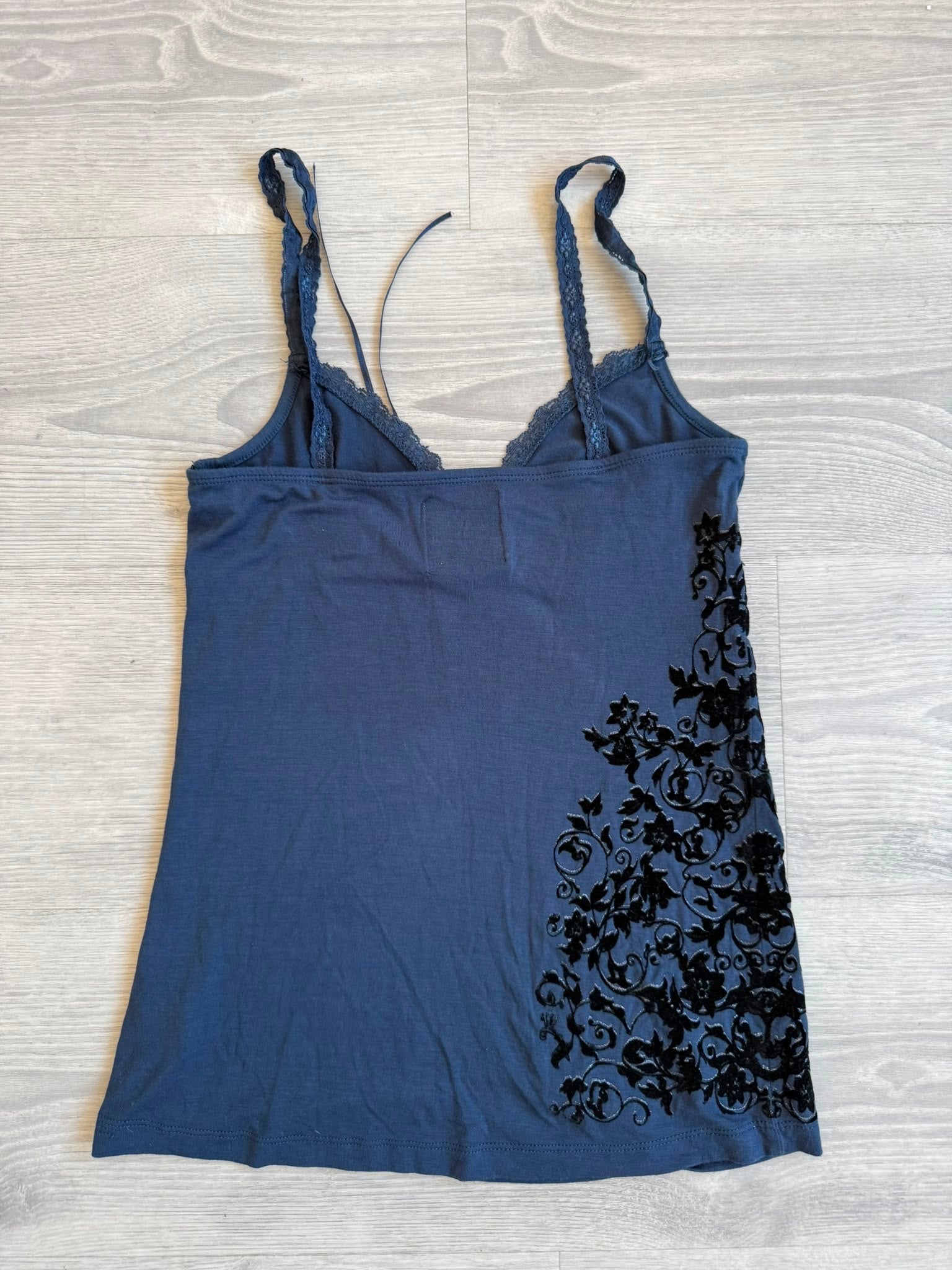 Blue Lace Top with Print