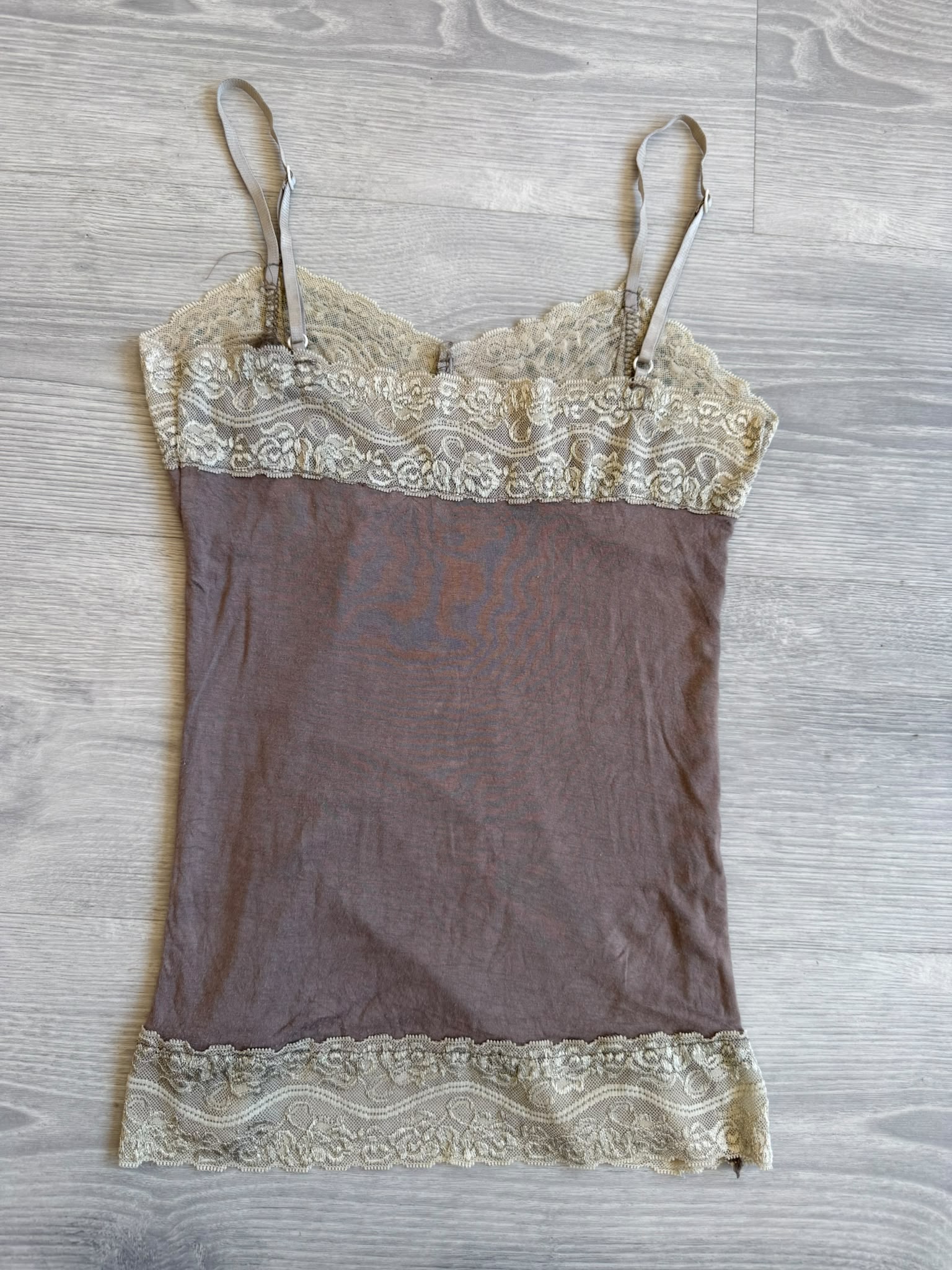 Brown Lace Cami with Rhinestones