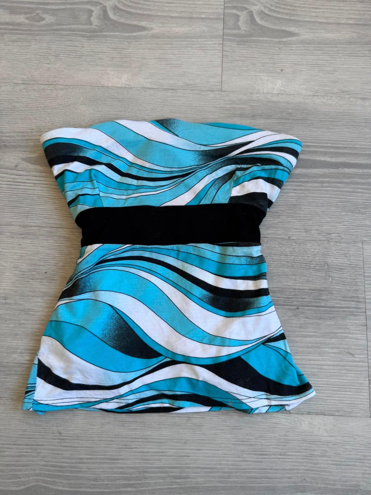 Blue Print Top with Bow