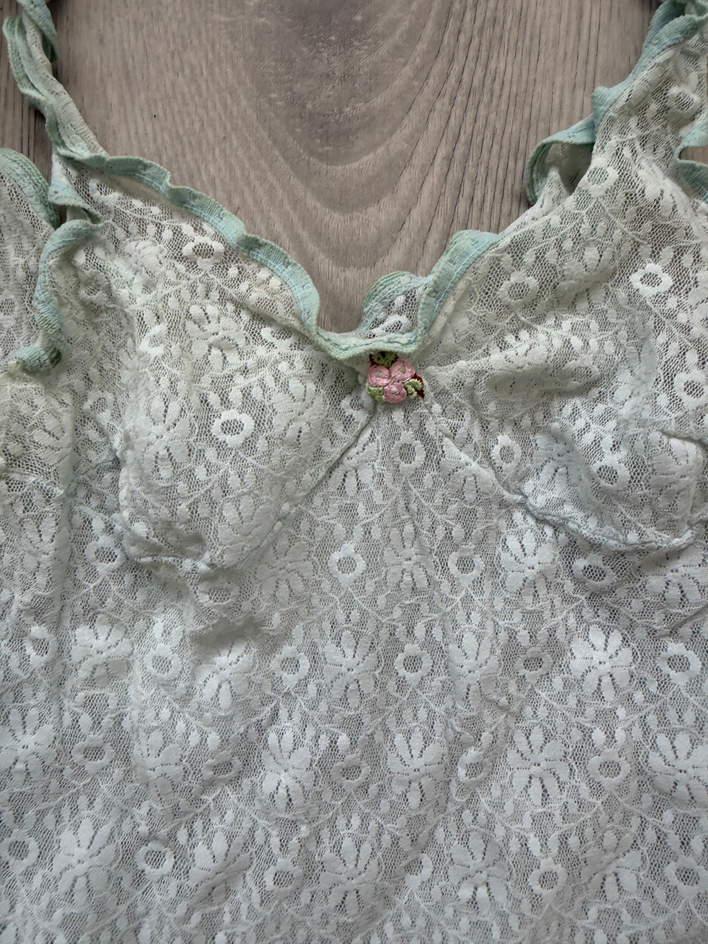 Mint Lace Top with Ruffles