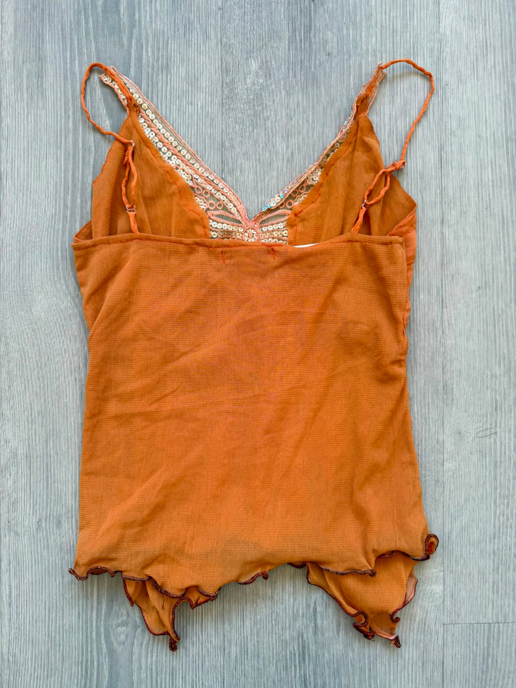 Orange Layered Sequin Top
