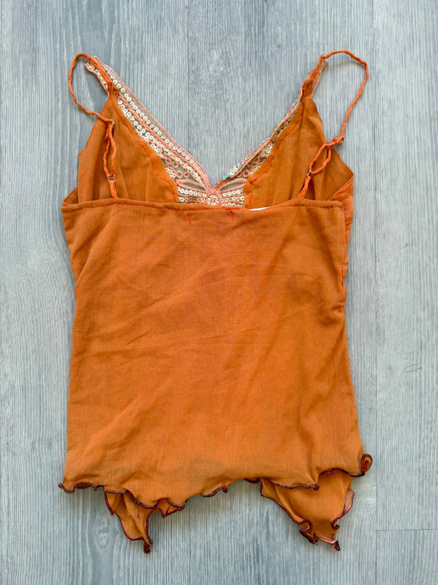 Orange Layered Sequin Top