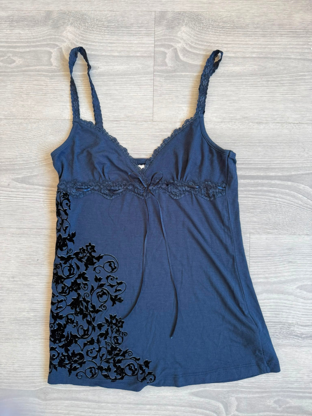 Blue Lace Top with Print
