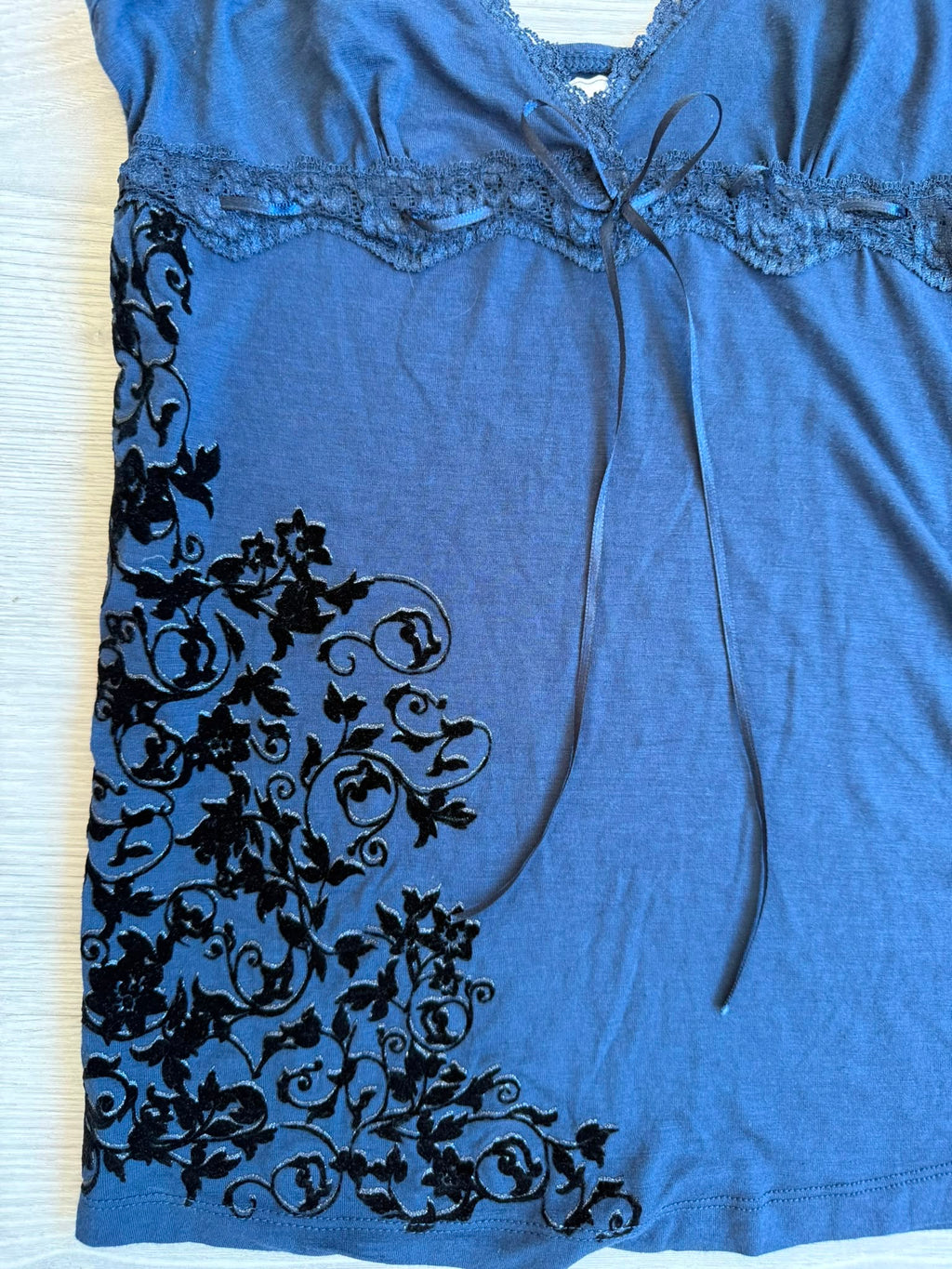 Blue Lace Top with Print