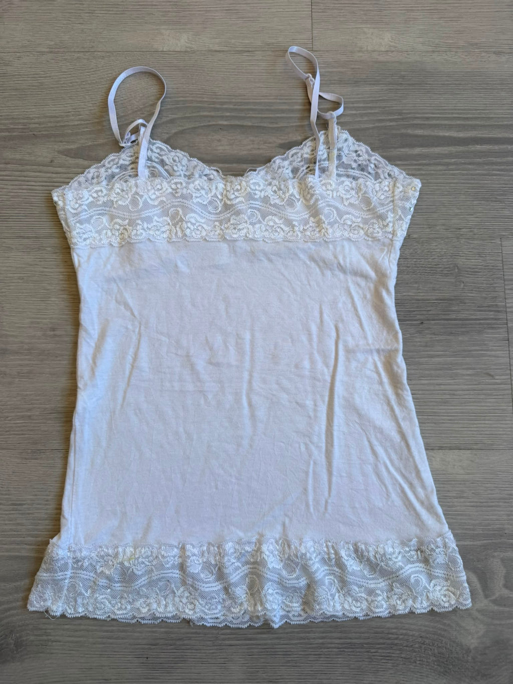 White lace cami with rhinestones