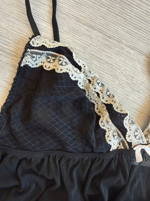 Black n White Lace Mesh Cami