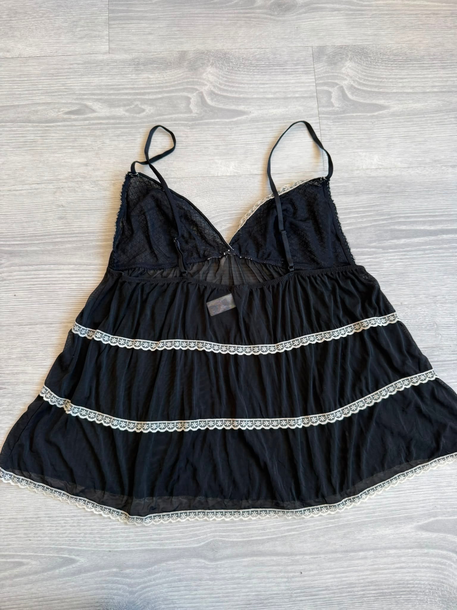 Black n White Lace Mesh Cami