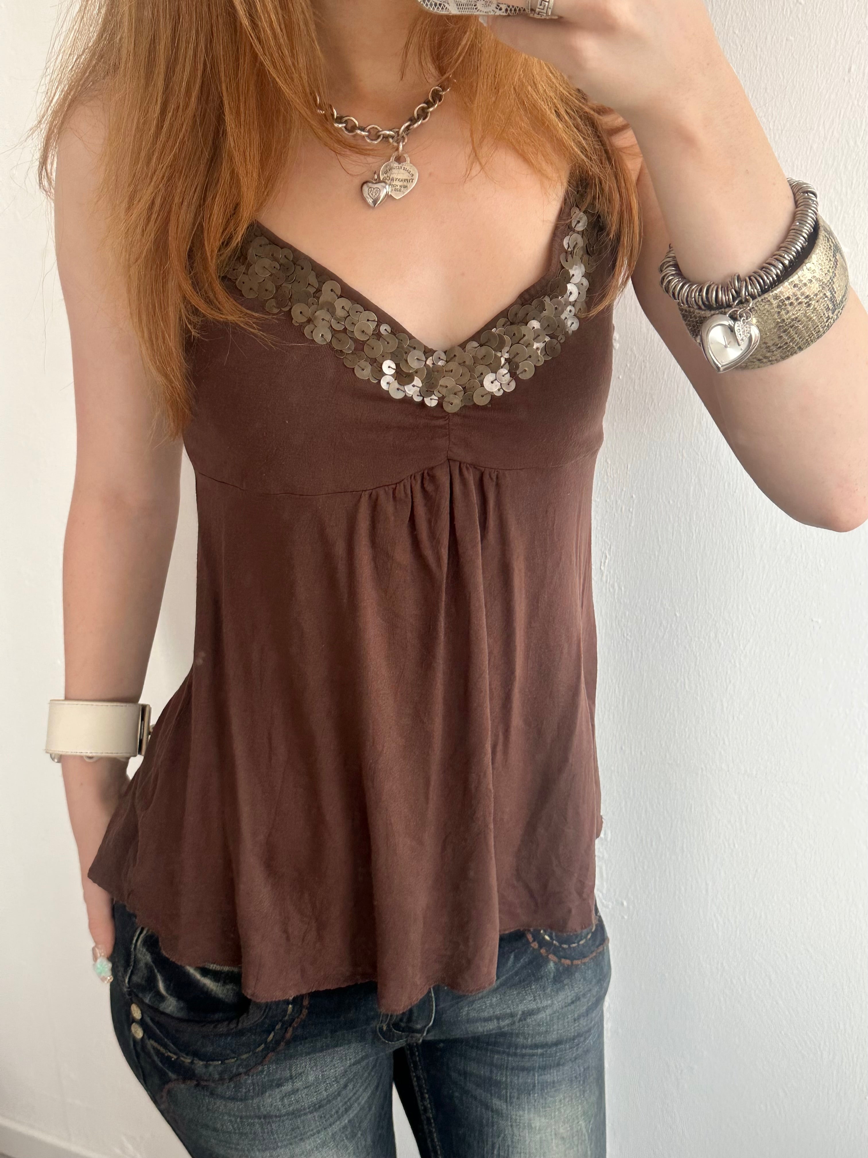 Brown glitter top