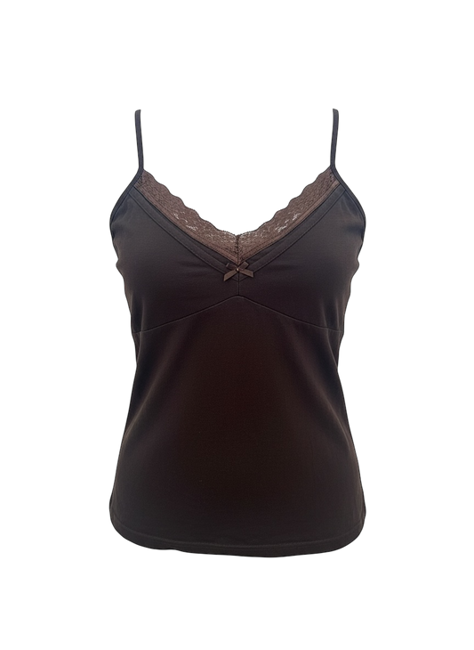 Brown lace cami