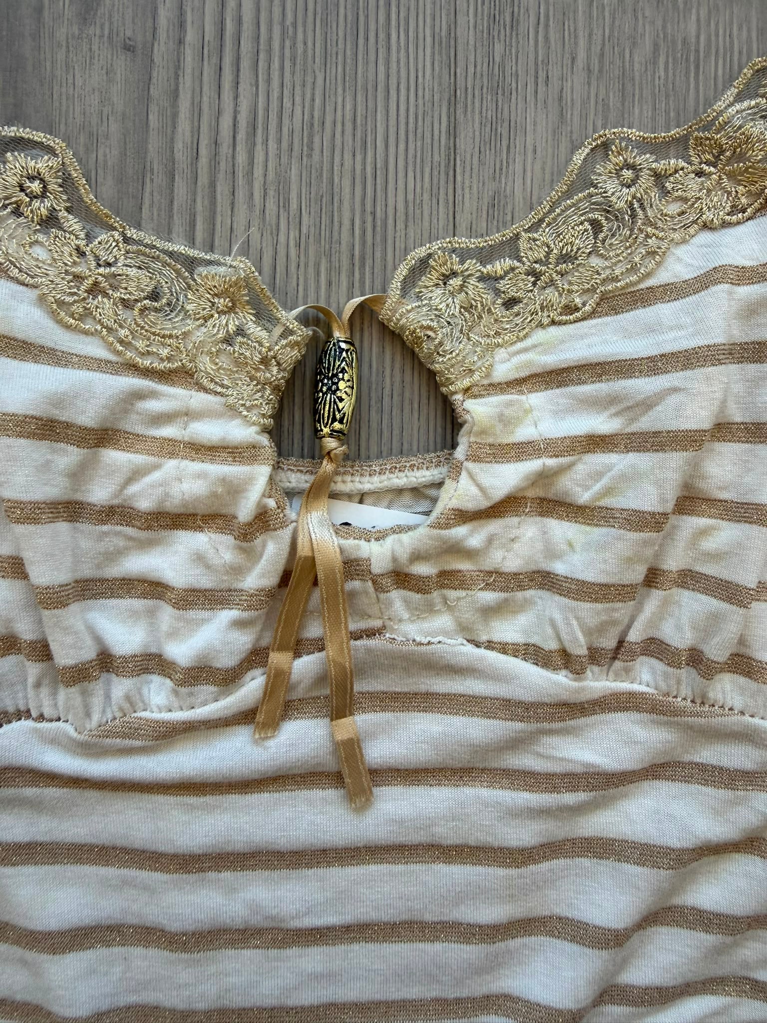 Gold and White Lace Top
