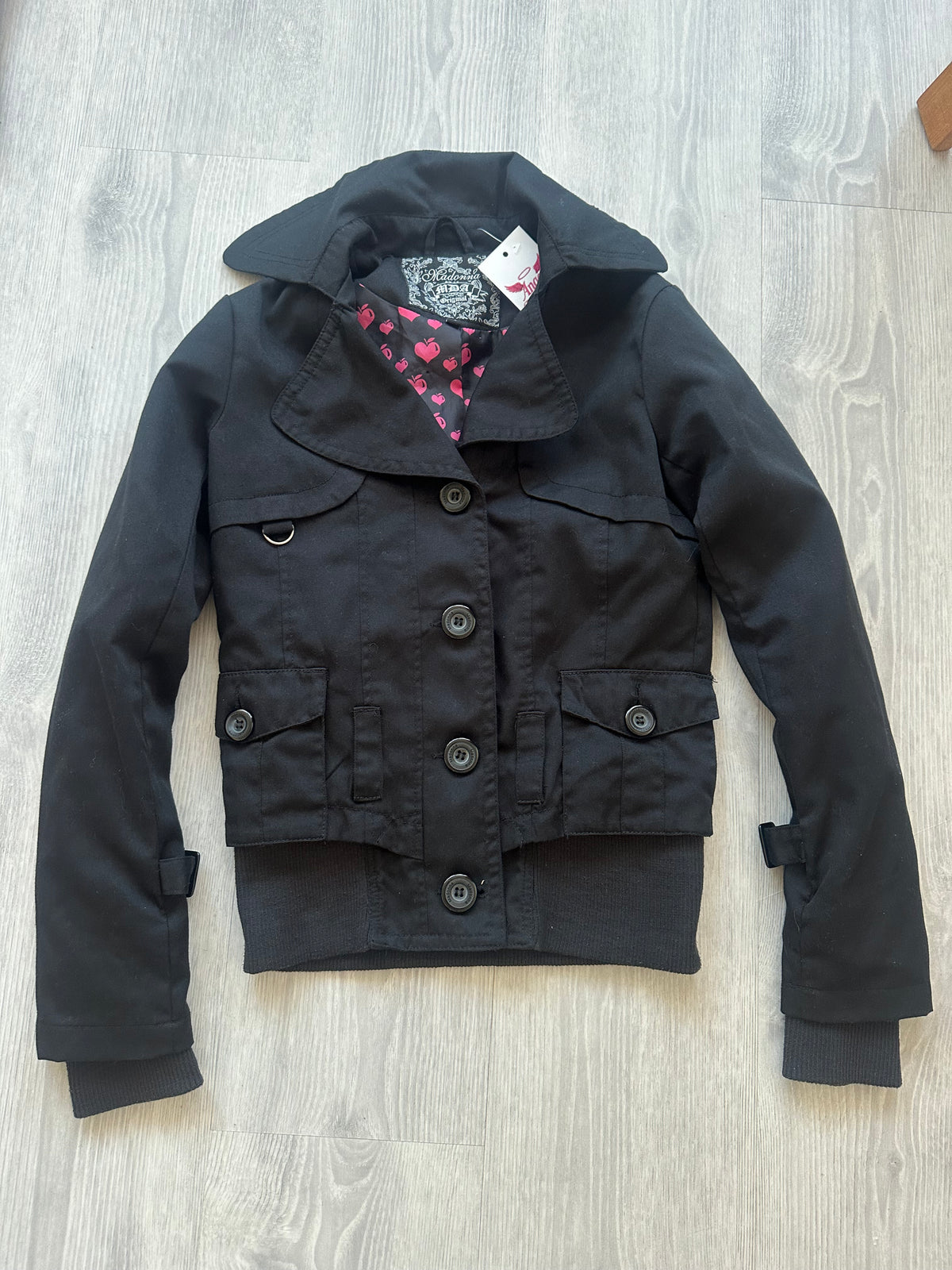 Black Vintage Button Jacket (XS)