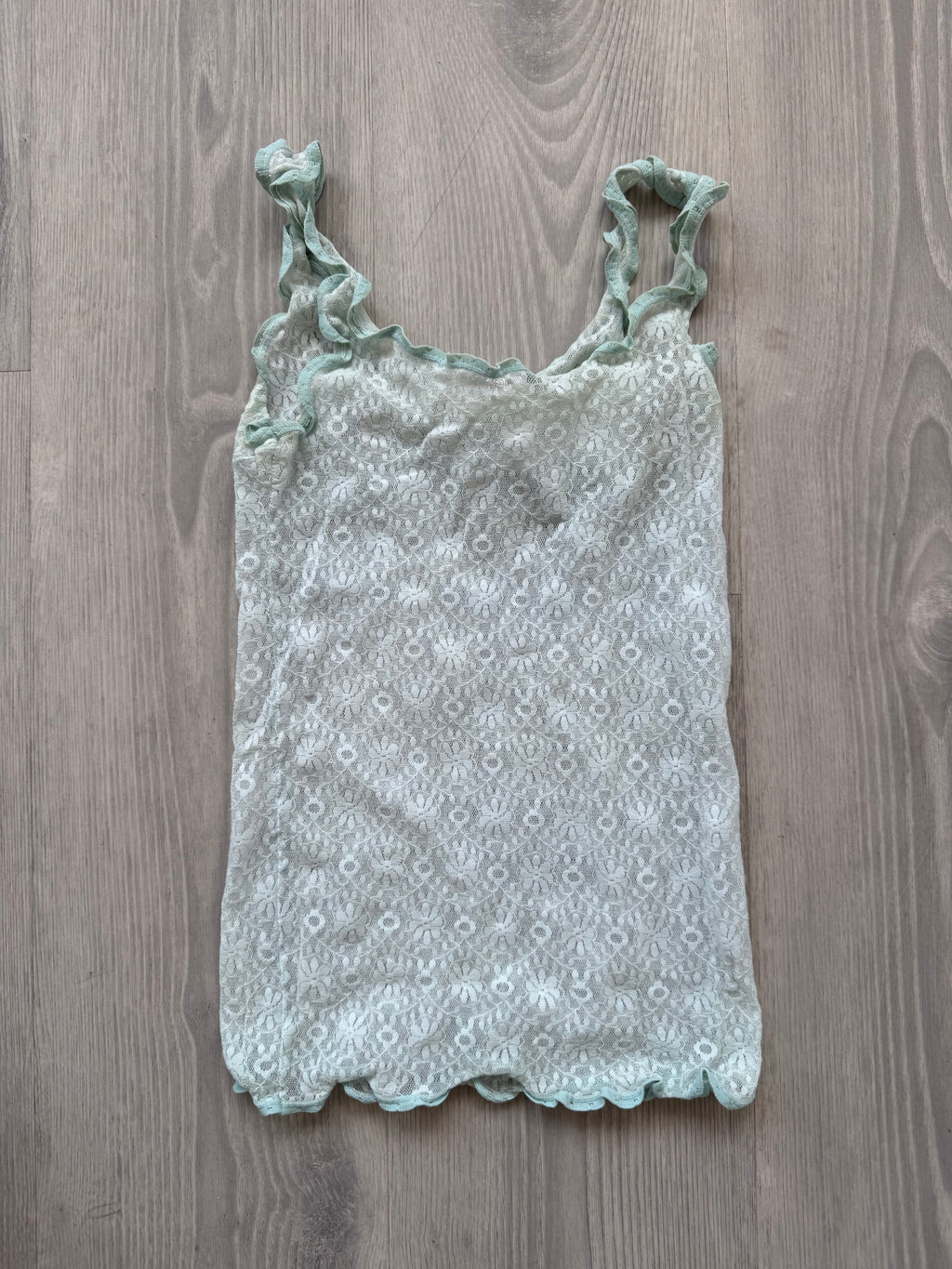Mint Lace Top with Ruffles