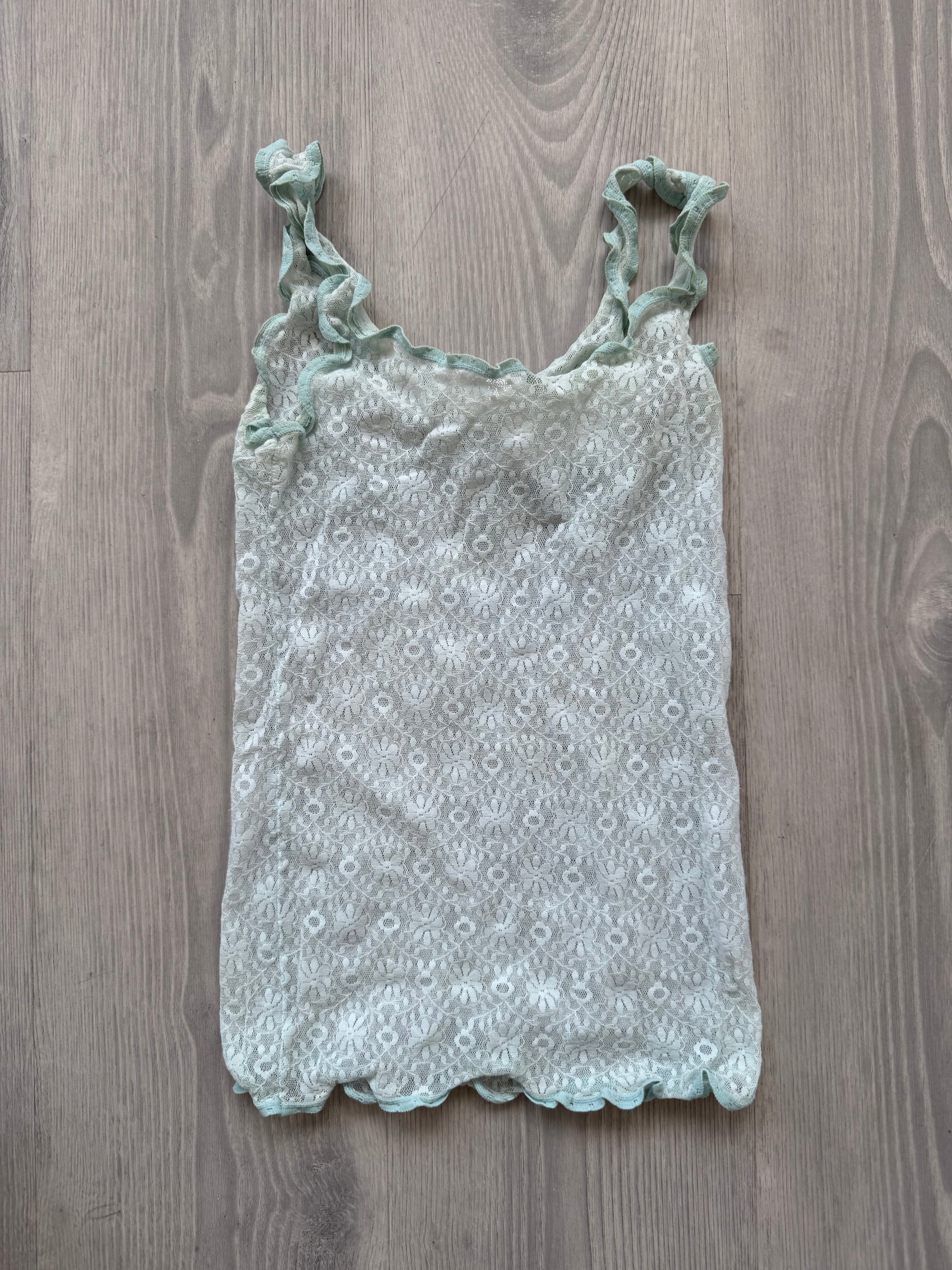 Mint Lace Top with Ruffles