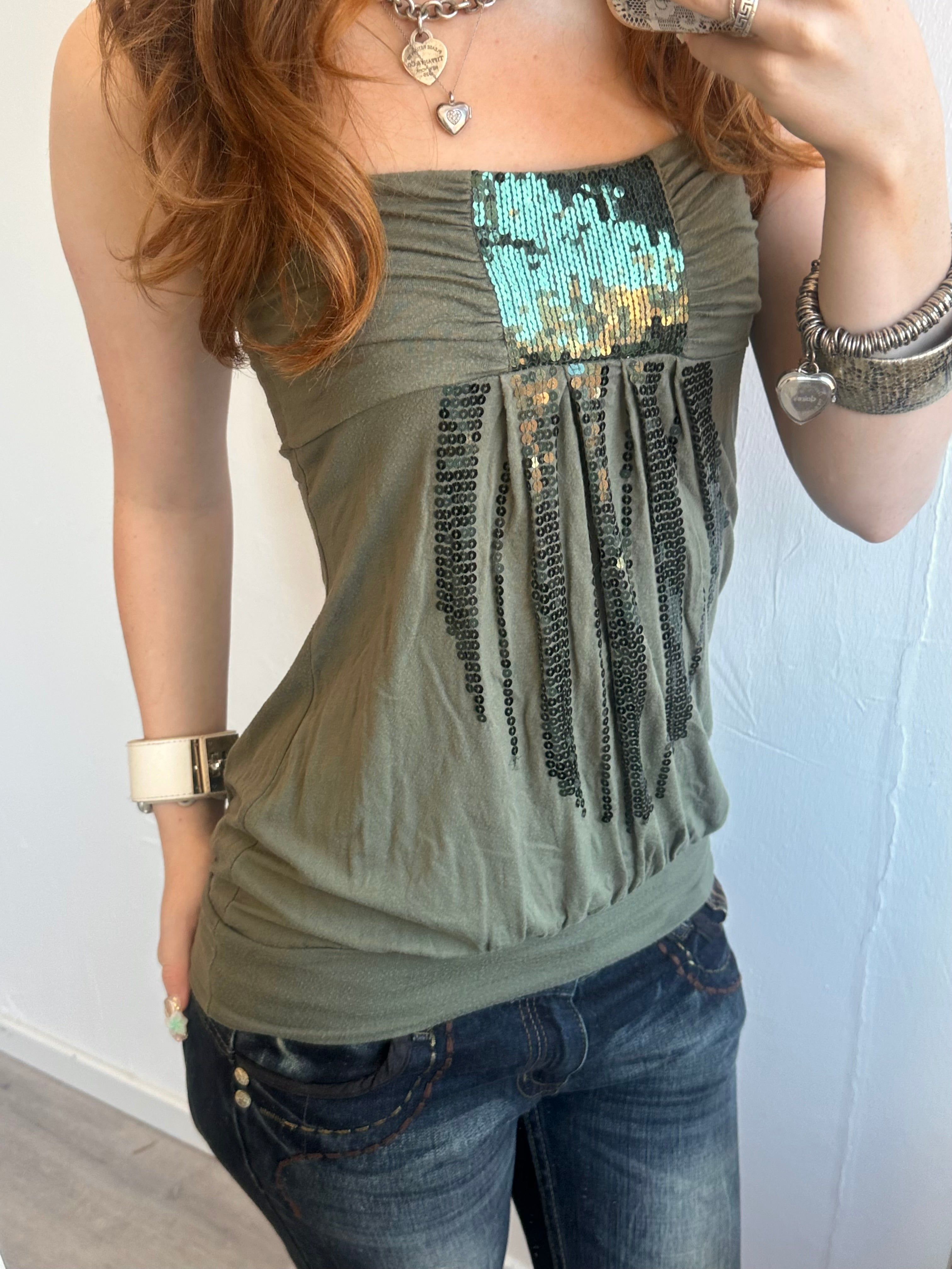 Green Sequin Top