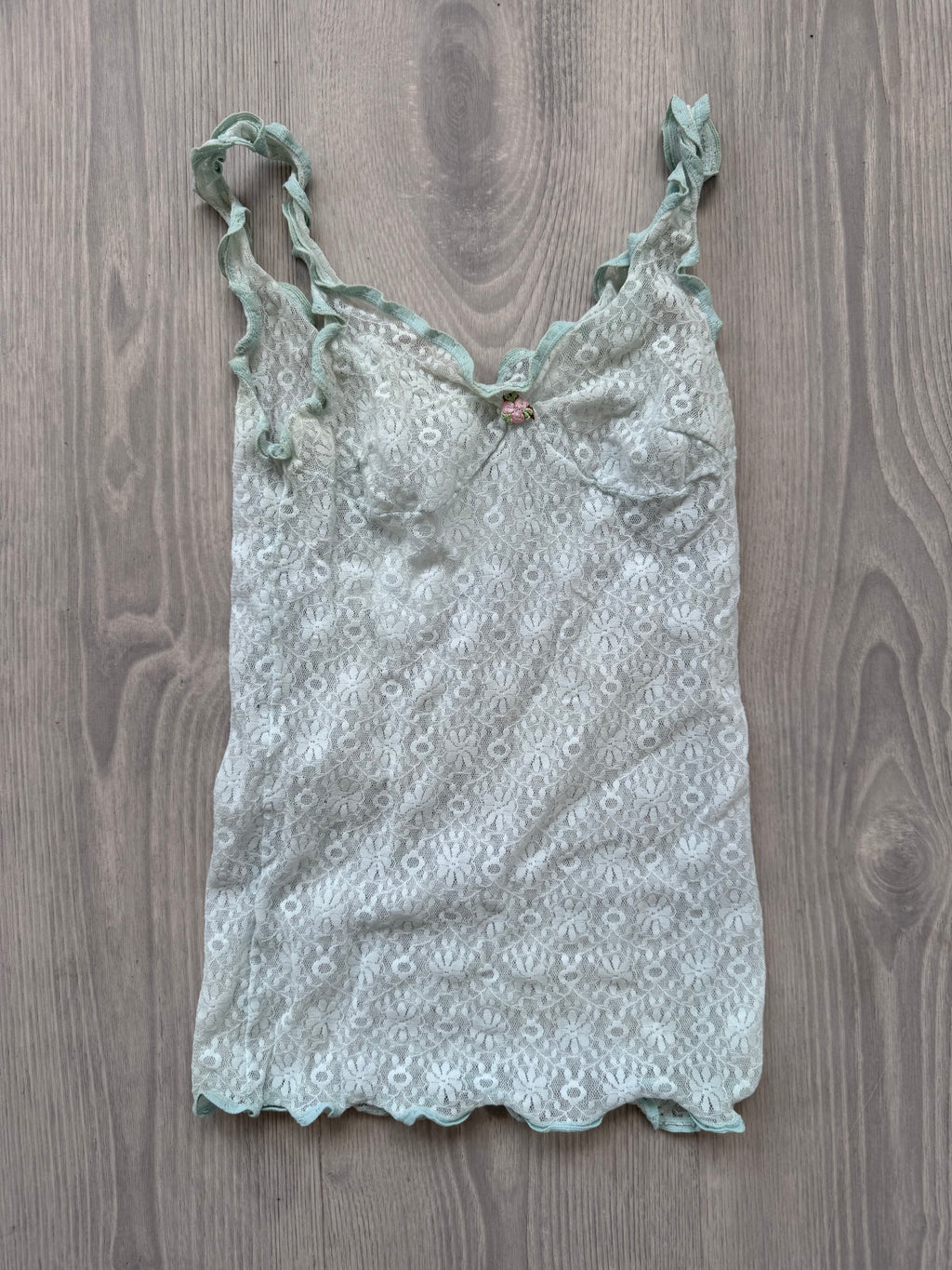 Mint Lace Top with Ruffles