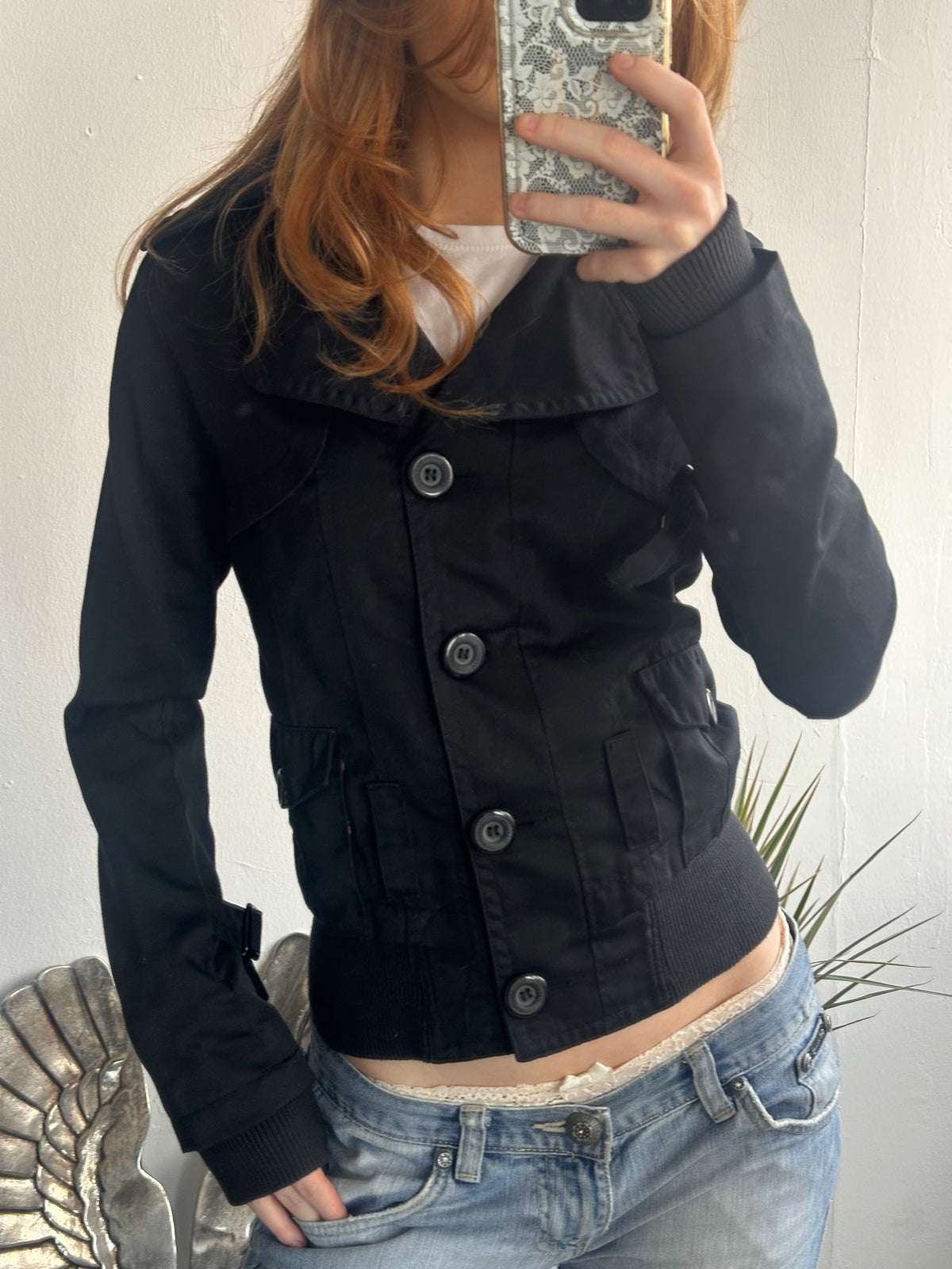 Black Vintage Button Jacket (XS)
