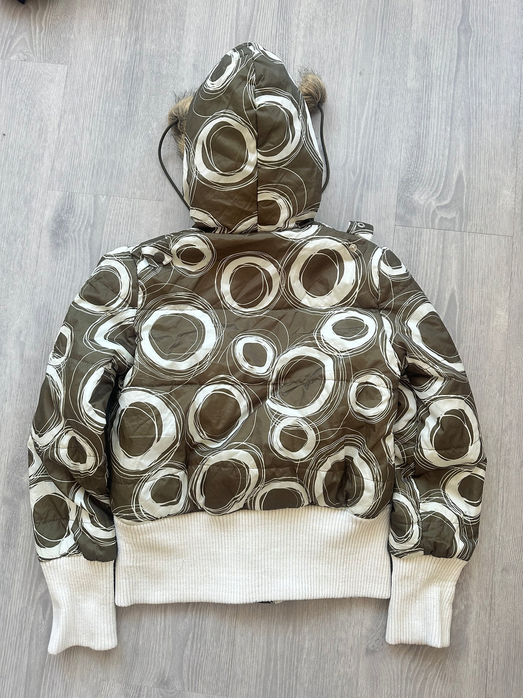 Green Circle Print Puffer Jacket (L)