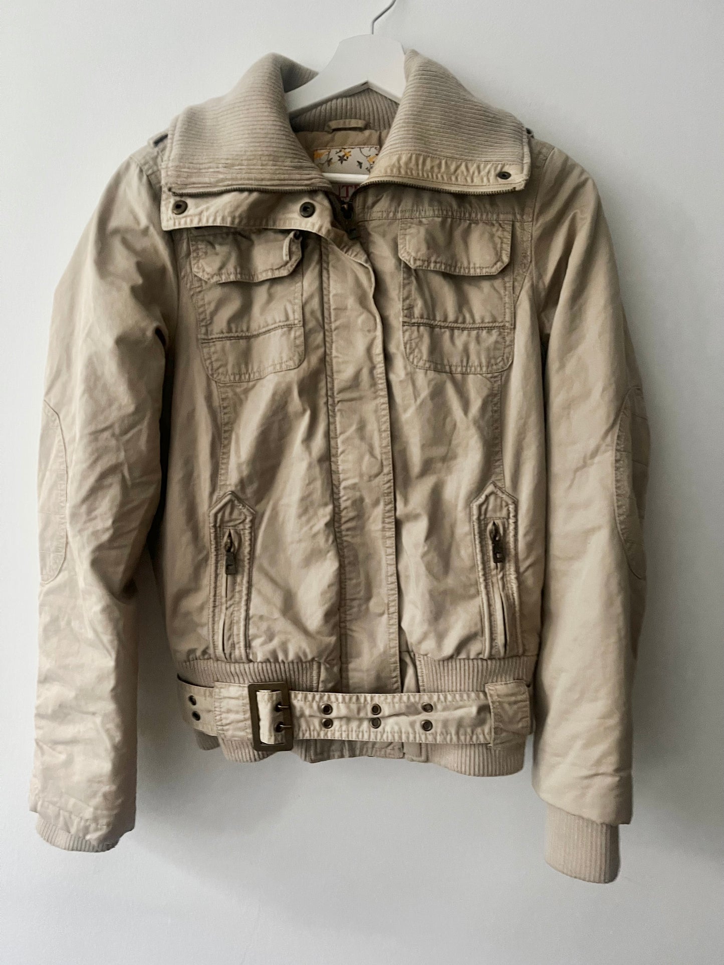 Beige coat with belt