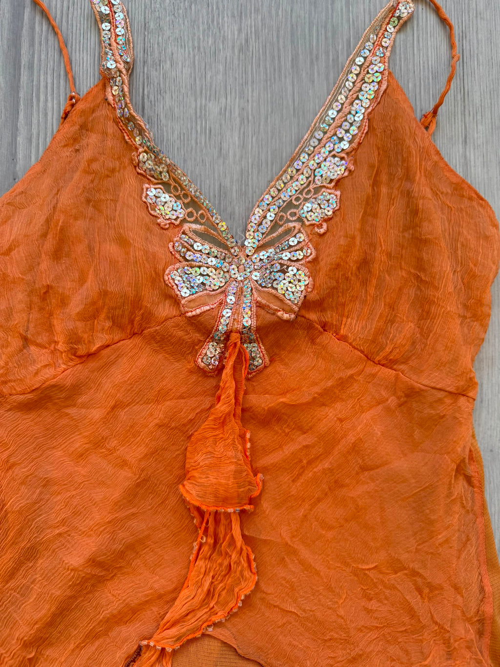 Orange Layered Sequin Top