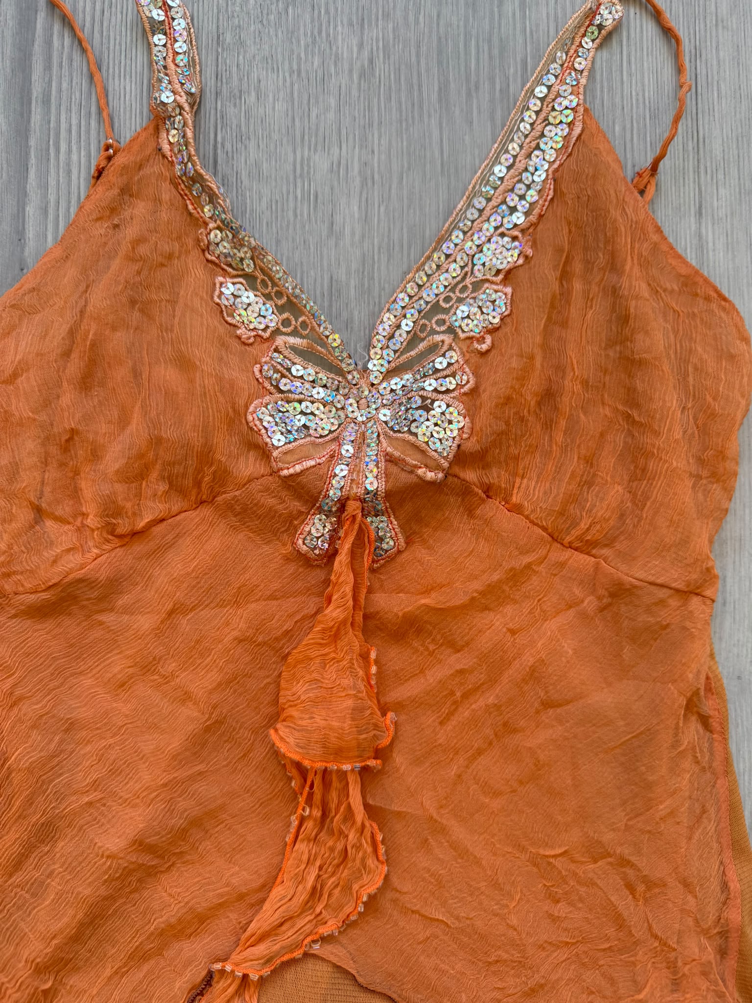 Orange Layered Sequin Top
