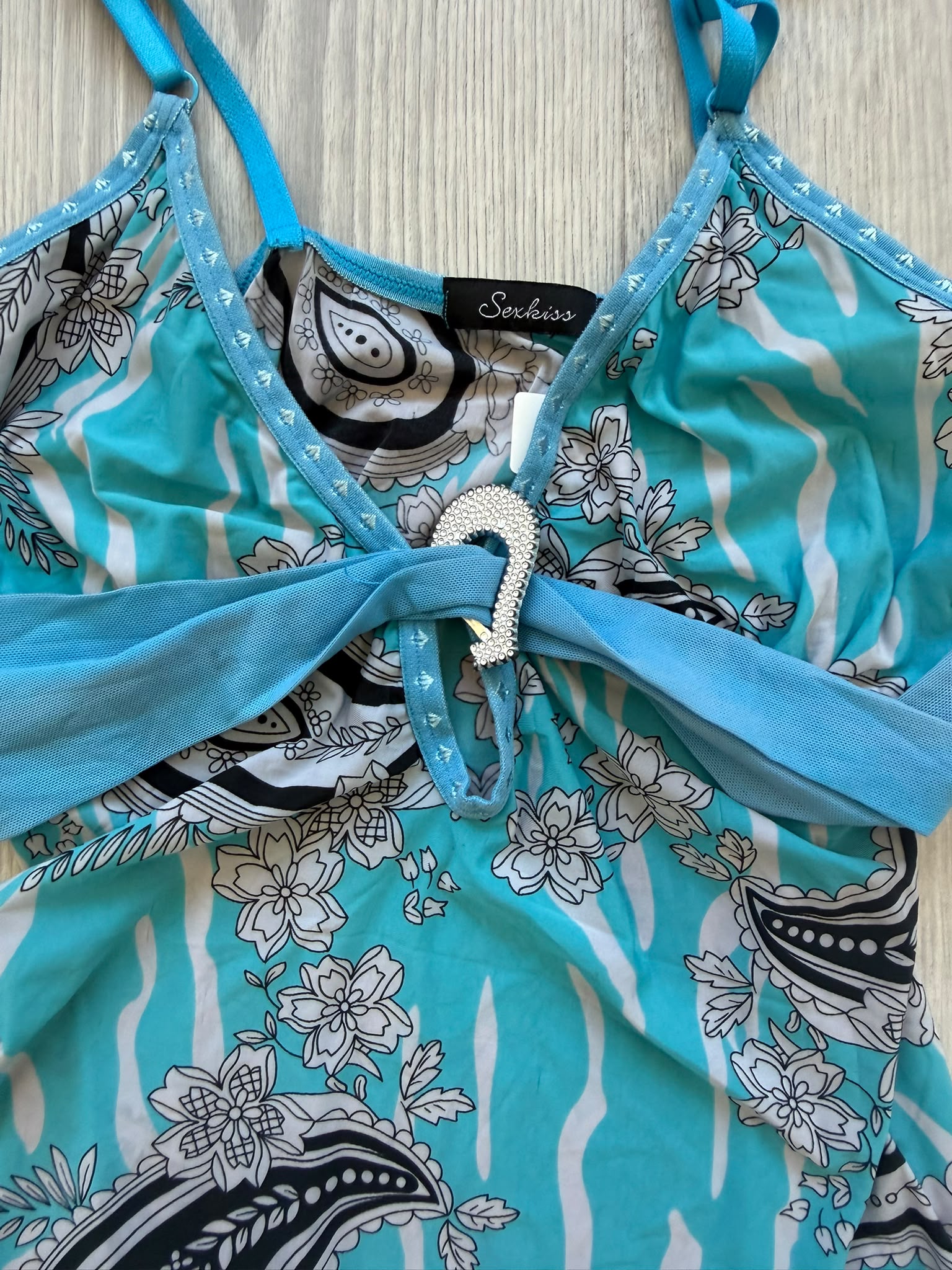 Blue Printed Top with Buckle