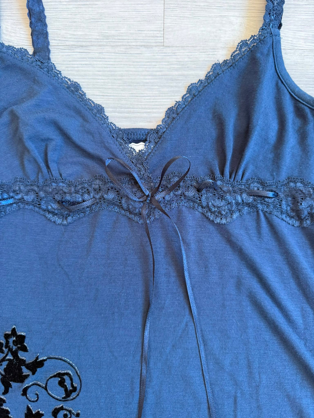 Blue Lace Top with Print