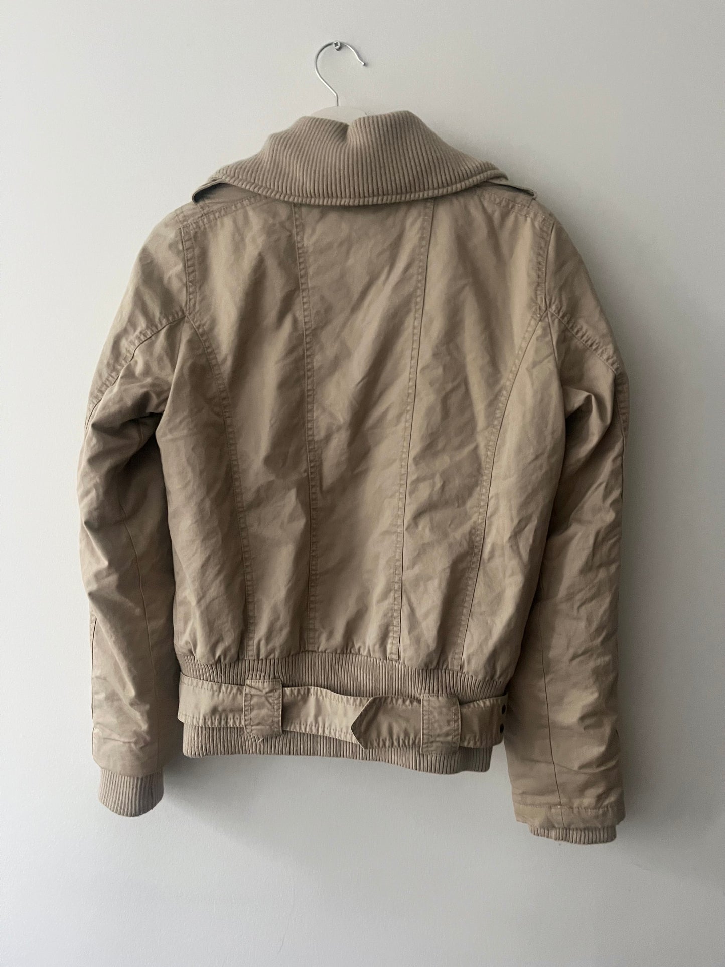 Beige coat with belt