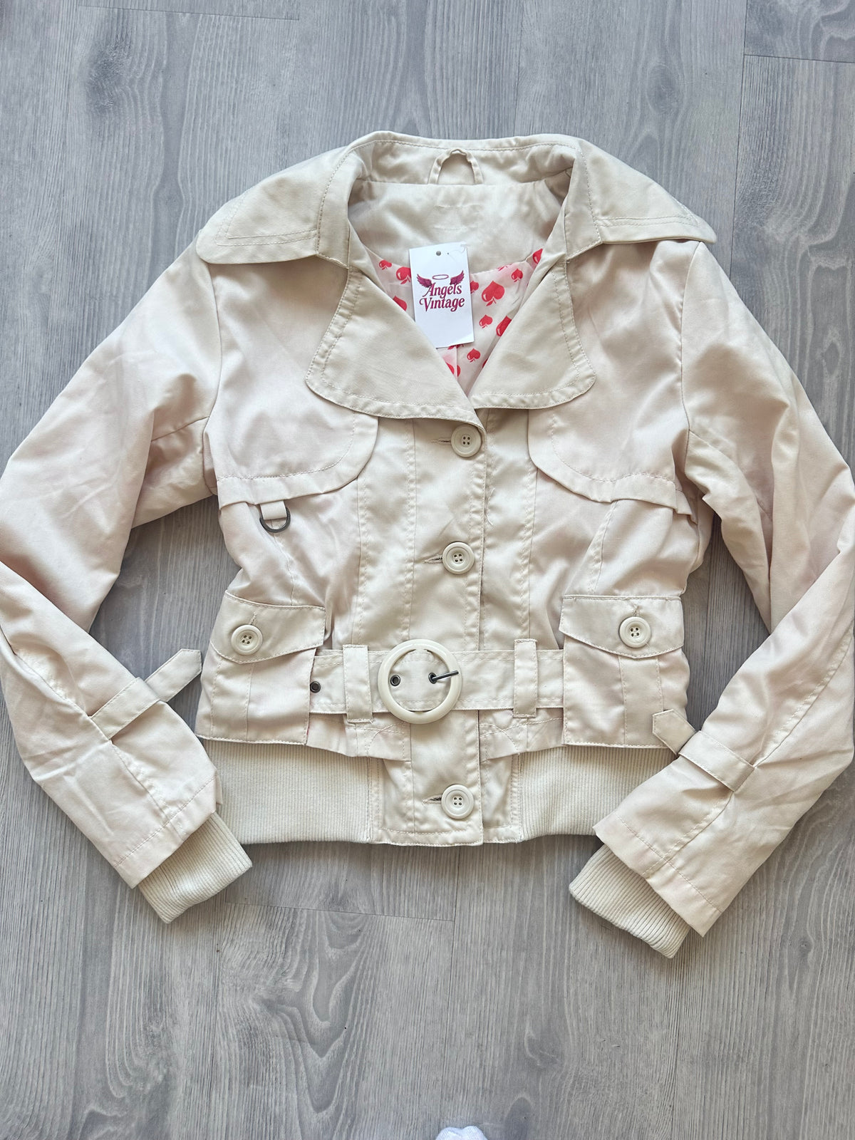 Beige Vintage Belted Jacket (L)