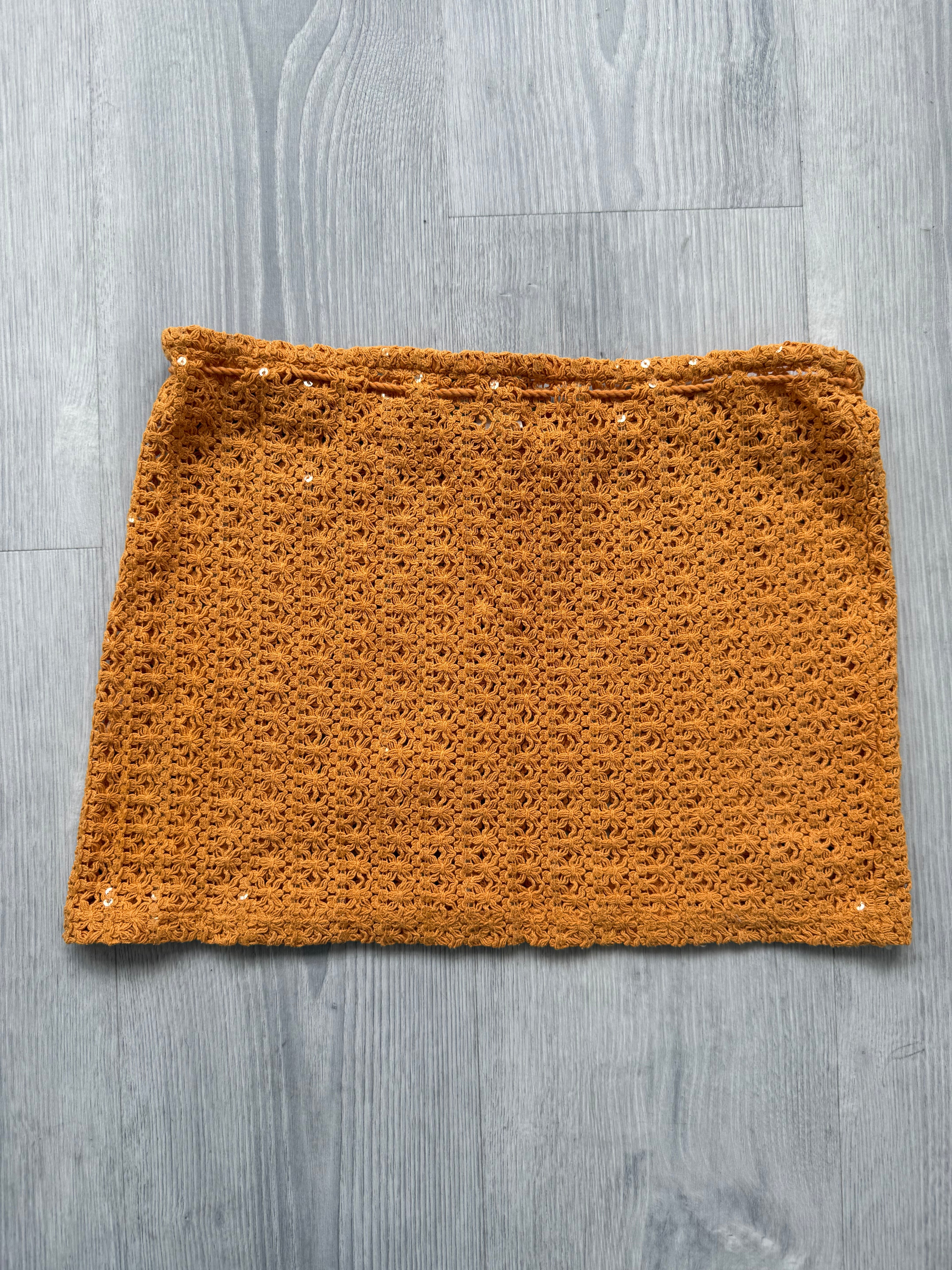 Orange boho sequin skirt