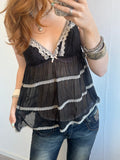Black n White Lace Mesh Cami