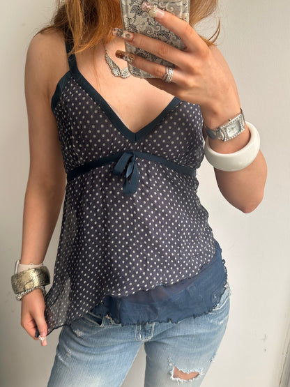 Blue polkadot top