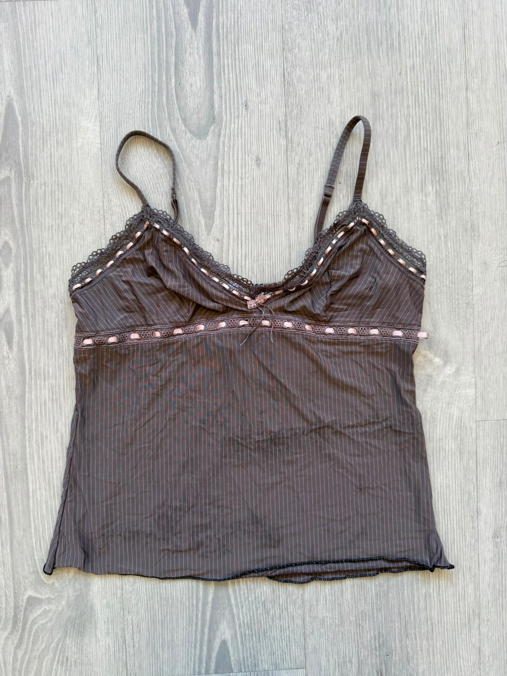 Brown pink lace top