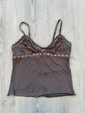 Brown pink lace top