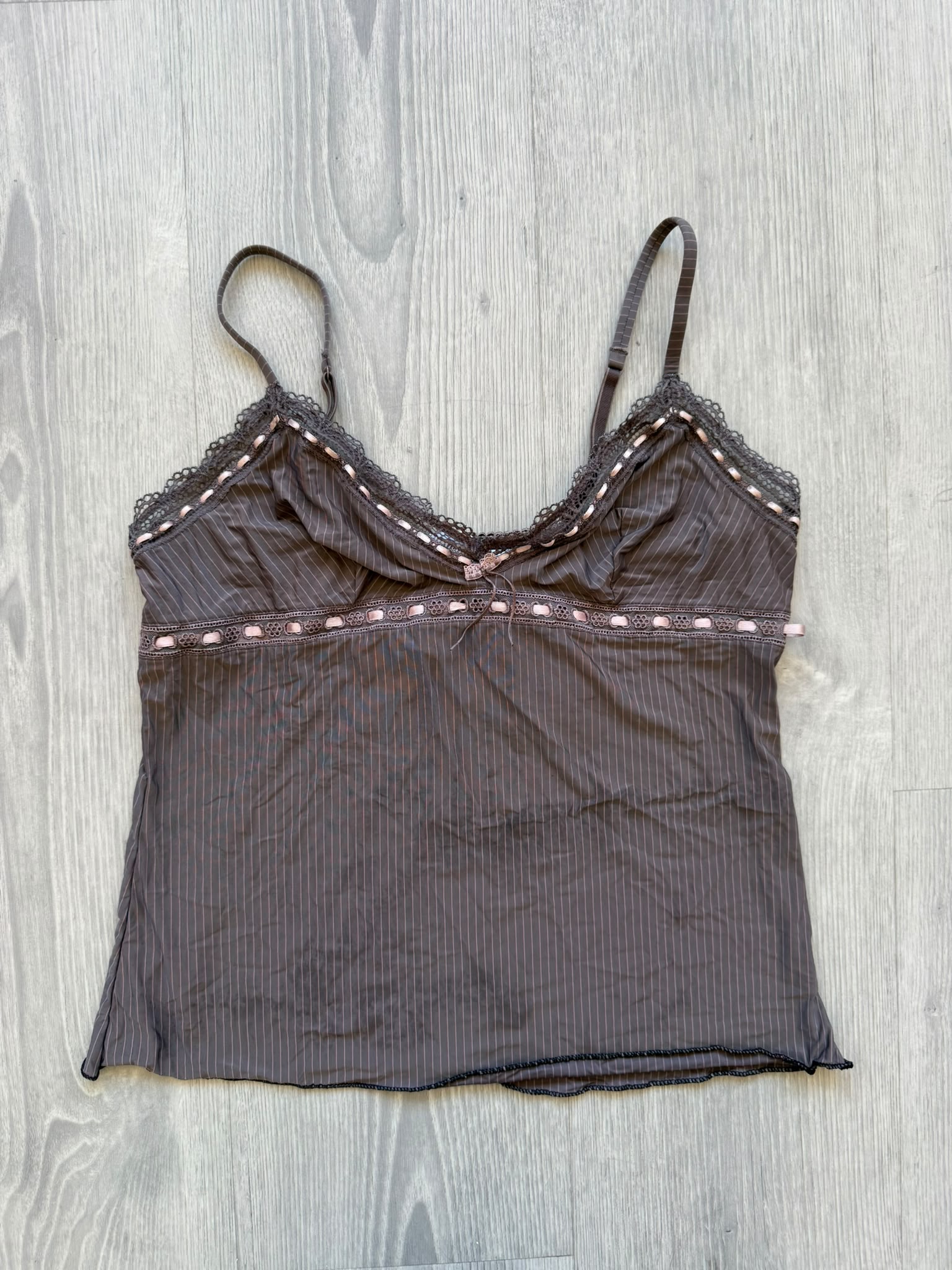Brown pink lace top