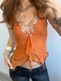 Orange Layered Sequin Top