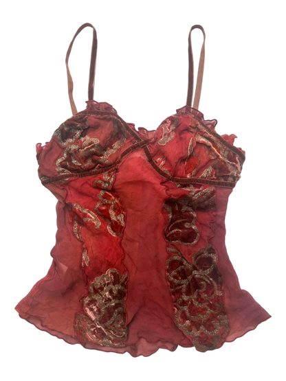 Red mesh top