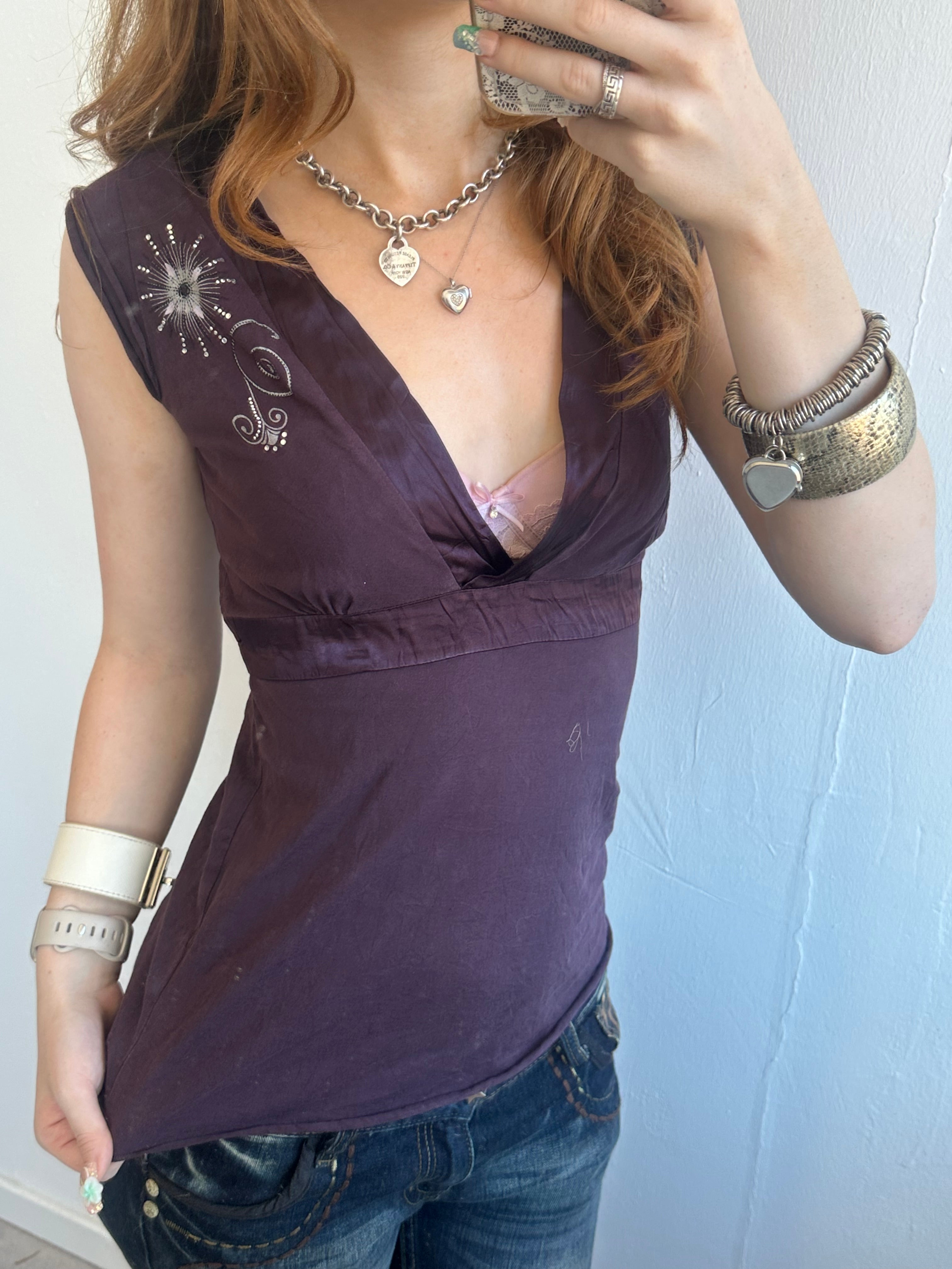 Violet Satin Top