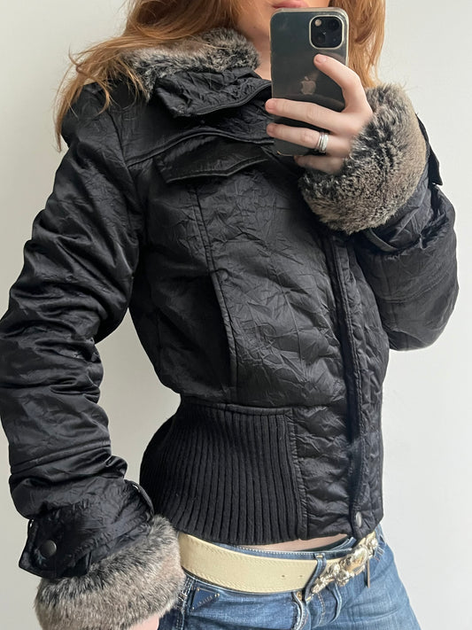 Black jacket with fur