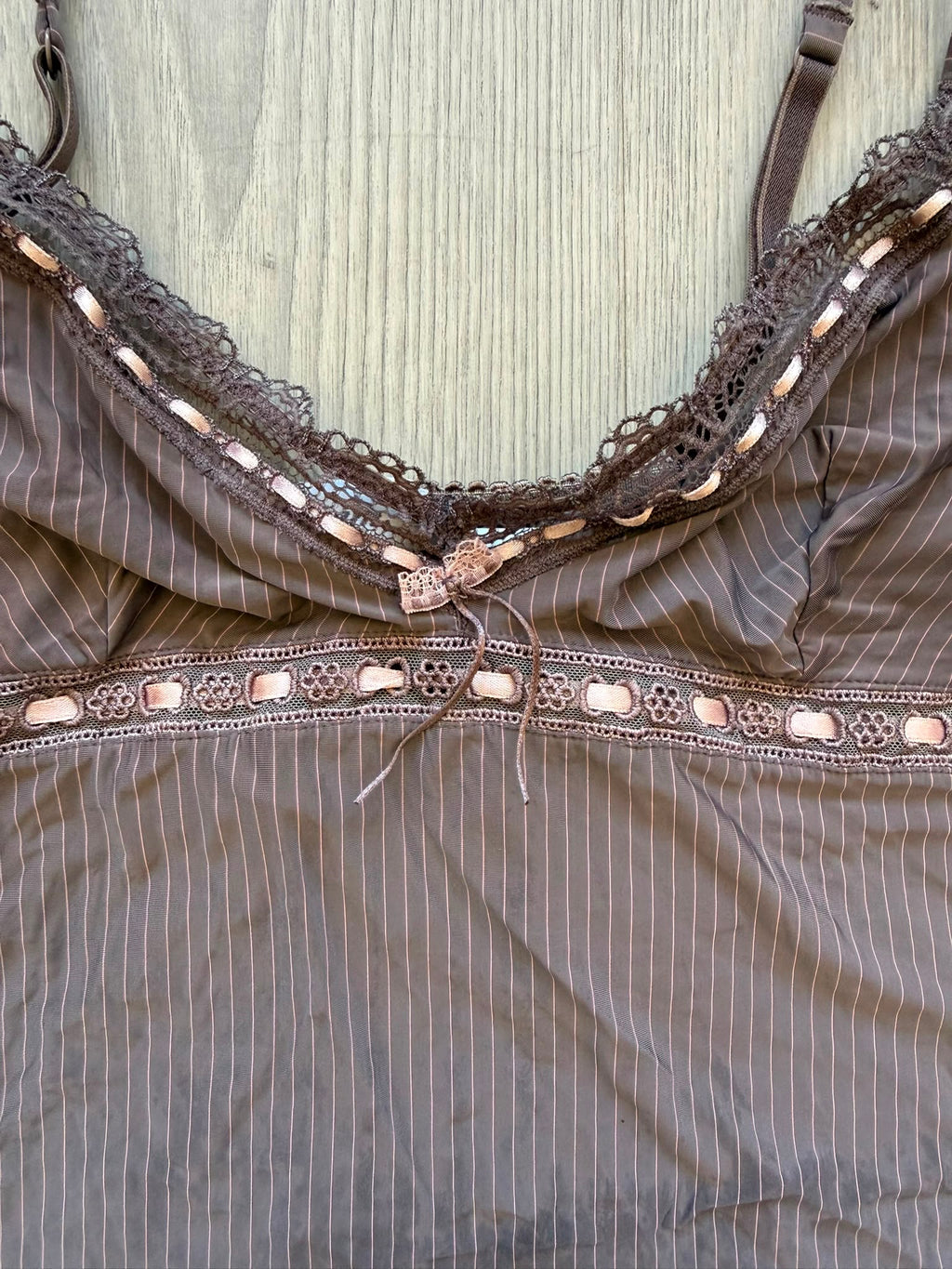 Brown pink lace top