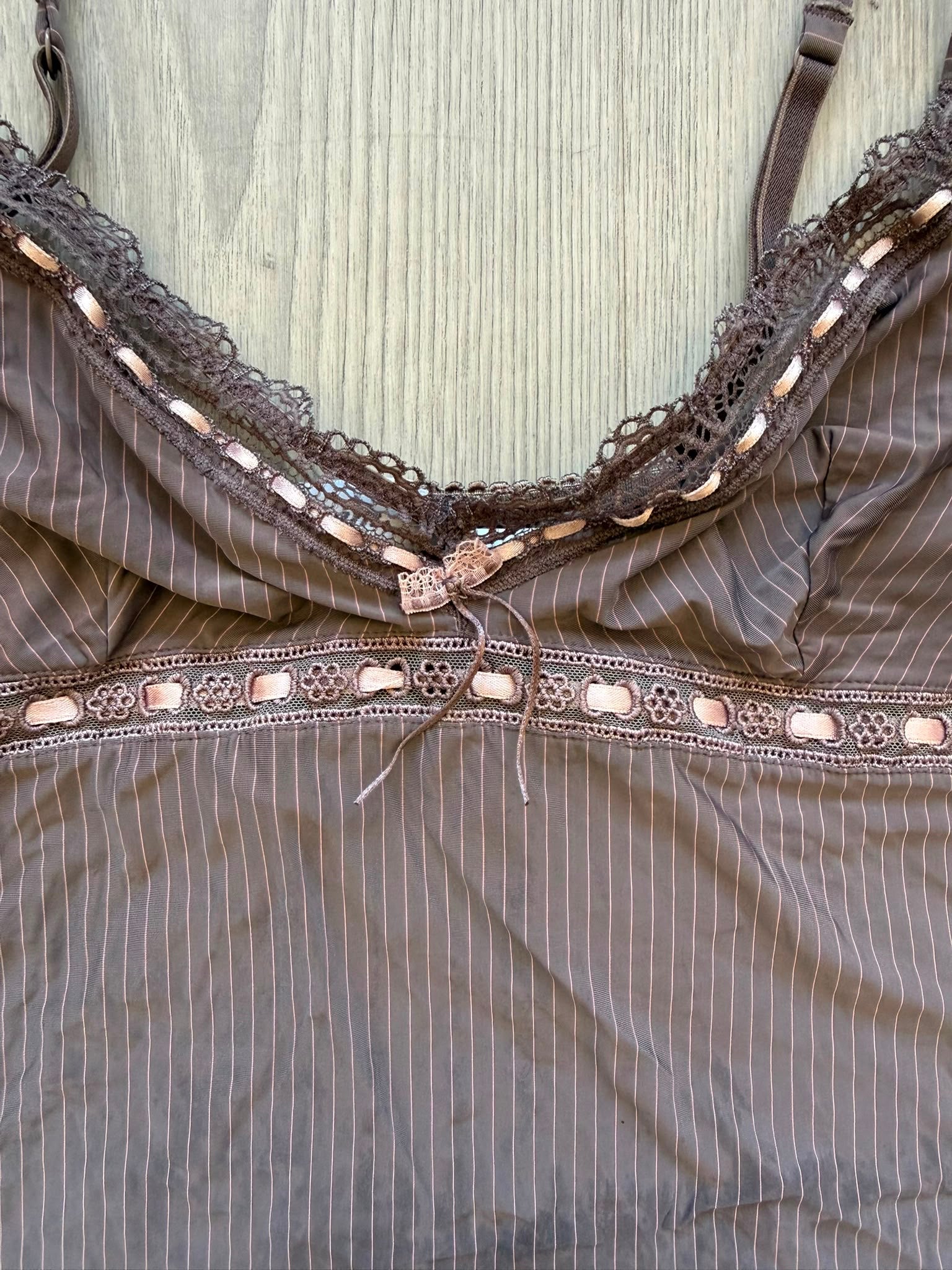 Brown pink lace top