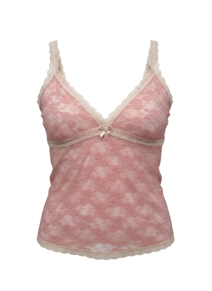 Mesh top with lace