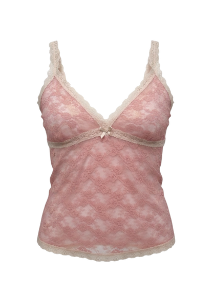 Mesh top with lace