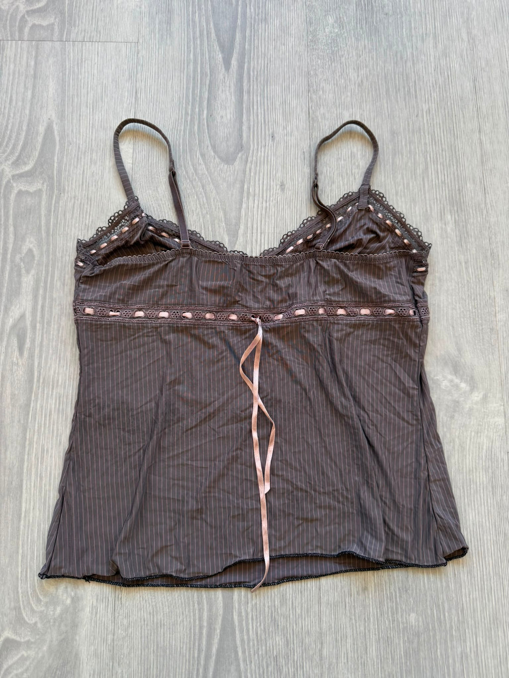 Brown pink lace top