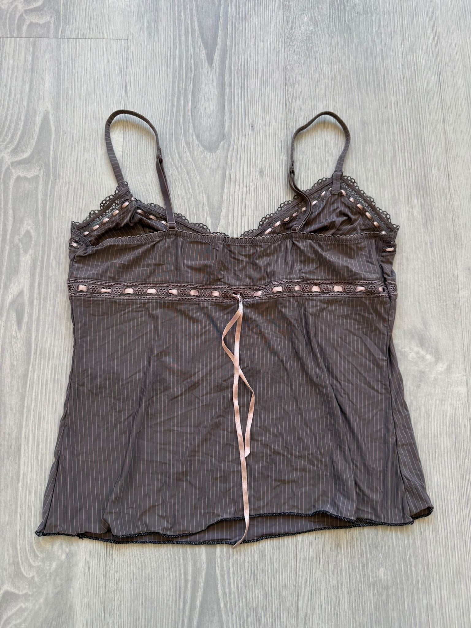 Brown pink lace top