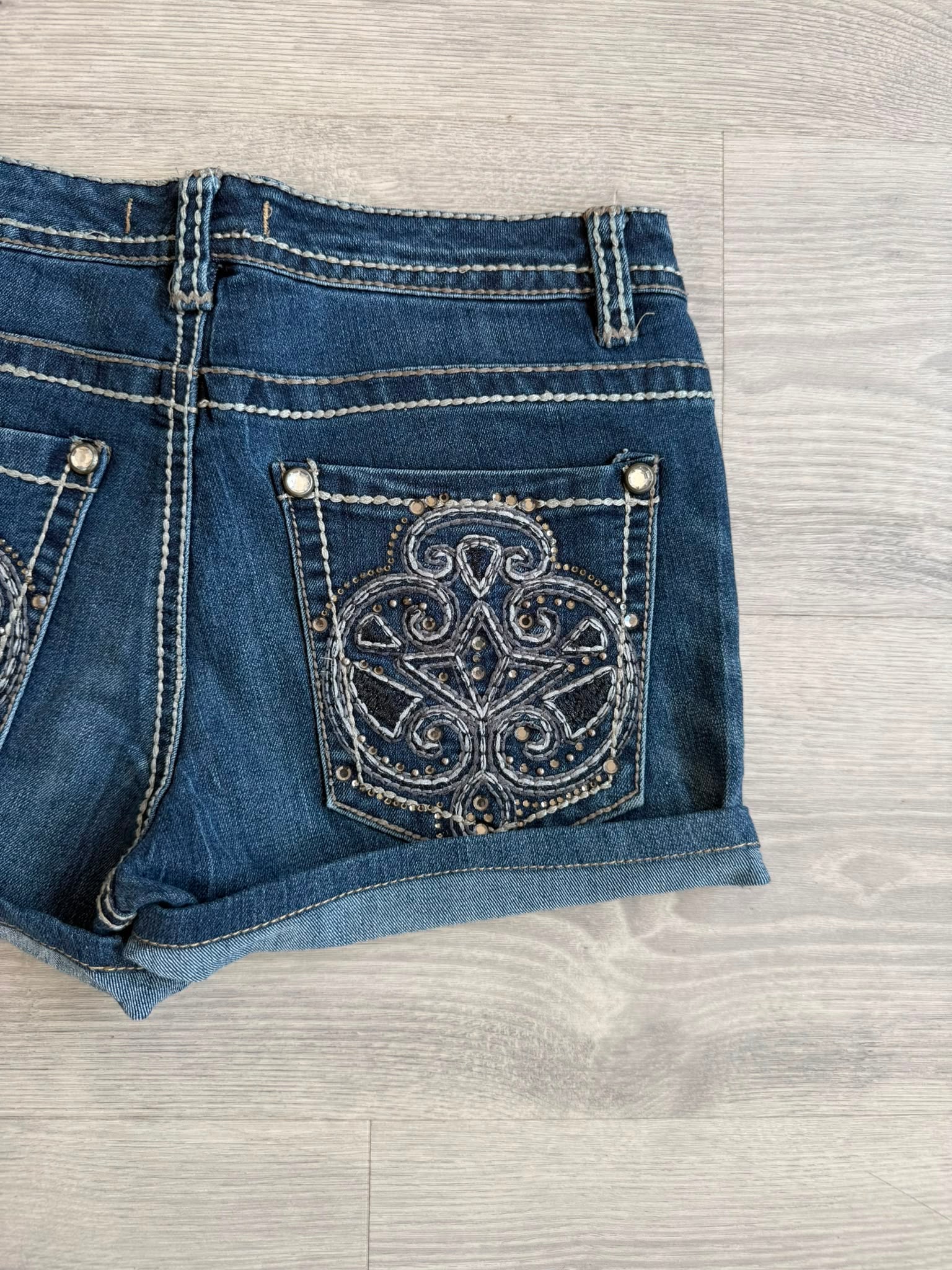 Rhinestone embroidered Shorts