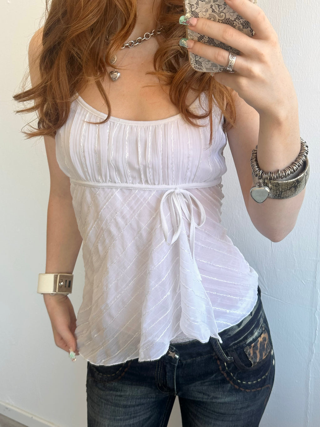 White Lace Sequin Cami
