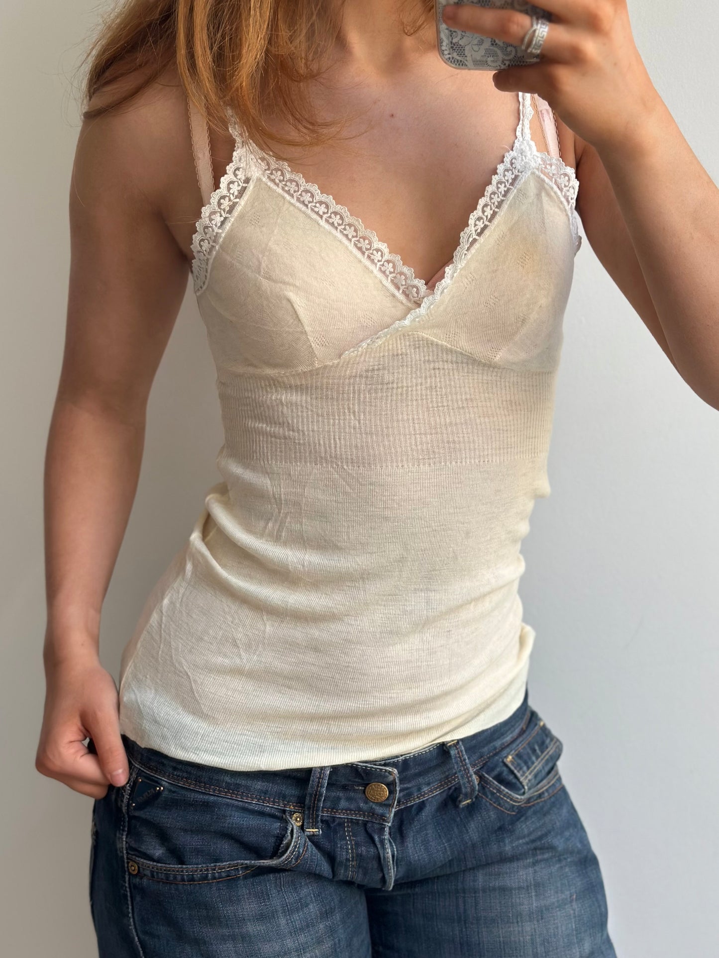 Yellow lace tank