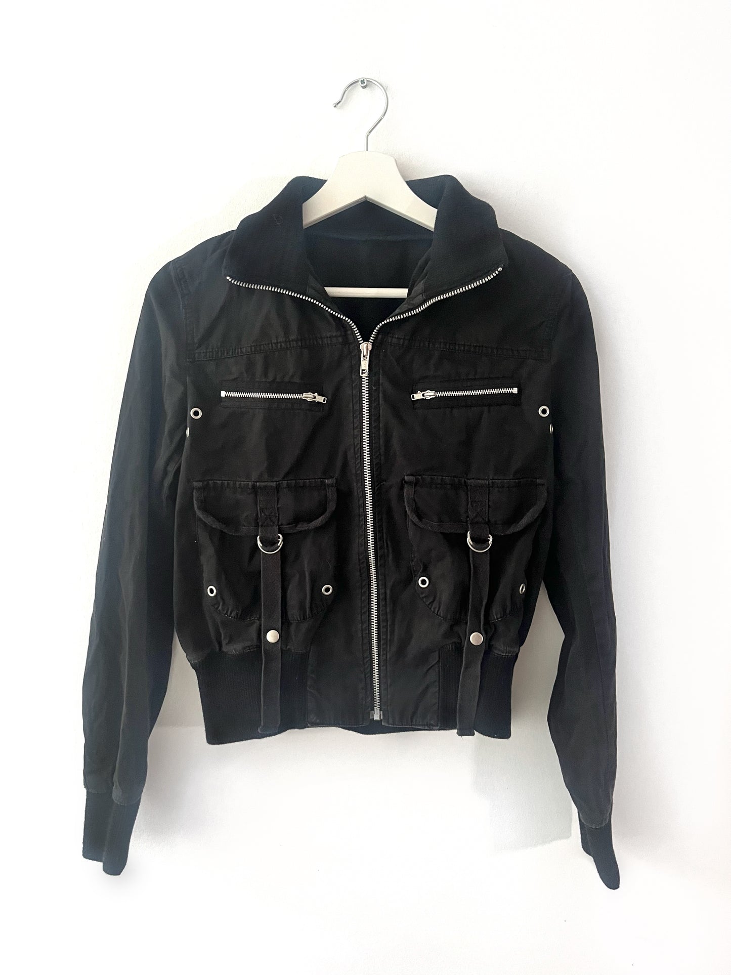 Black bomber jacket crop #0038