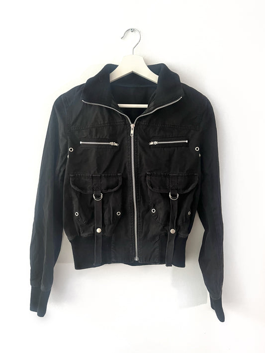 Black bomber jacket crop #0038