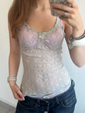 Mint Lace Top with Ruffles
